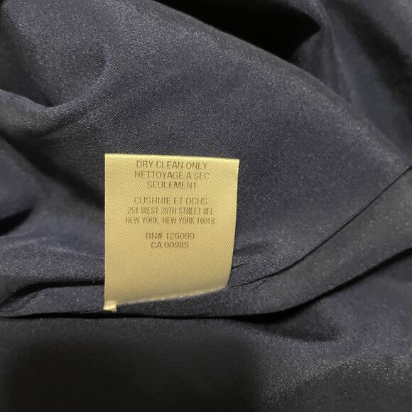 Cushnie Et Ochs Sylvia Dress Womens Size 6 Navy Blue Puff Sleeve Fitted Cocktail - Picture 5 of 7